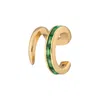 Scream Pretty Women's Gold / Green Gold Green Baguette Small Single Ear Cuff In Gold