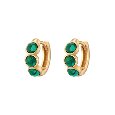 Scream Pretty Women's Gold / Green Gold Malachite Cabochon Huggie Hoop Earrings In Gray
