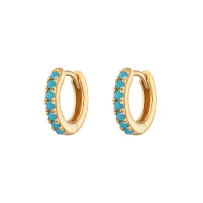 Scream Pretty Women's Gold Huggie Earrings With Turquoise Stones