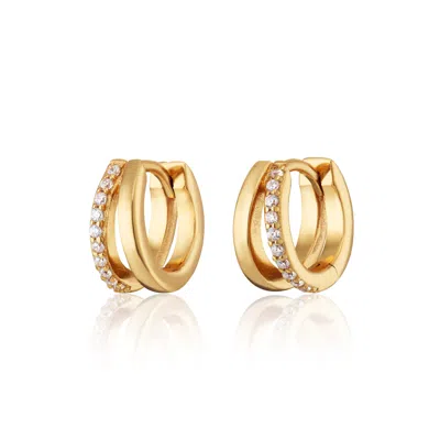 Scream Pretty Women's Gold Illusion Split Mini Huggie Earrings