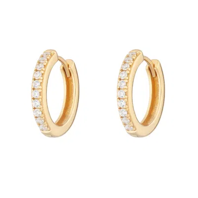 Scream Pretty Women's Gold Large Huggie Earrings With Clear Stones