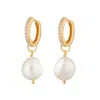 Scream Pretty Women's Gold Large Sparkle Huggie Earrings With Baroque Pearl In Gold