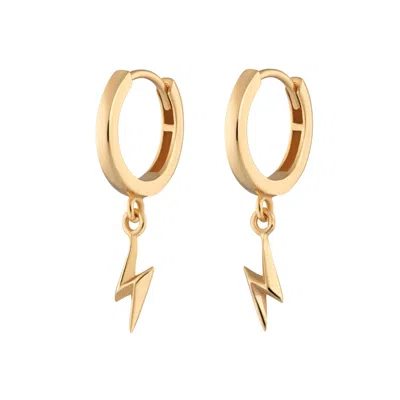 Scream Pretty Women's Gold Lightning Bolt Charm Hoop Earrings