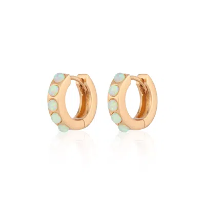 Scream Pretty Women's Gold Lime Green Opal Huggie Hoop Earrings