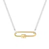 Scream Pretty Women's Gold Long Link Carabiner With Silver Curb Chain Necklace Mixed Metal In Gold