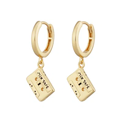 Scream Pretty Women's Gold Mix Tape Charm Hoop Earrings