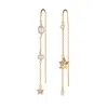 Scream Pretty Women's Gold Pearl And Star Mismatched Threader Earrings In Gold