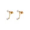 Scream Pretty Women's Gold Pearl Dot Ear Jacket Stud Earrings