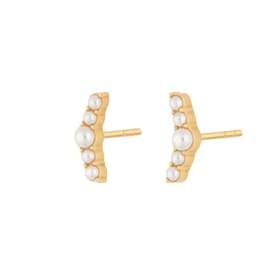 Scream Pretty Women's Gold Pearl Helix Stud Earrings