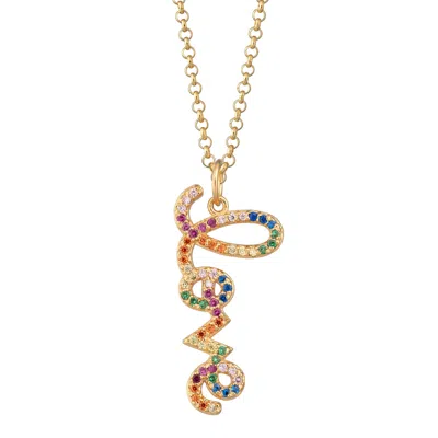 Scream Pretty Women's Gold Rainbow Love Necklace With Slider Clasp
