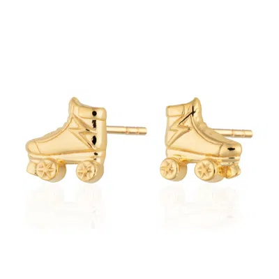 Scream Pretty Women's Gold Roller Skate Stud Earrings