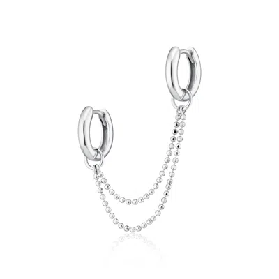 Scream Pretty Women's Gold Silver Classic Double Chain Huggie Earring
