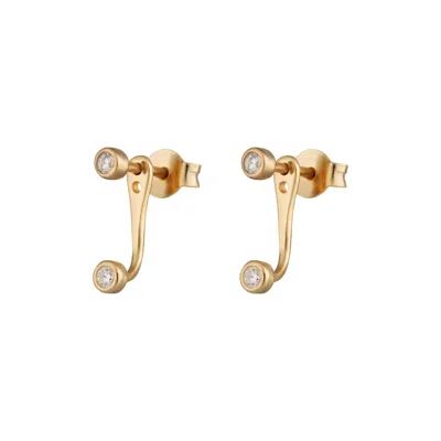 Scream Pretty Women's Gold Sparkle Dot Ear Jacket Stud Earrings