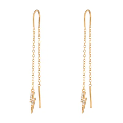 Scream Pretty Women's Gold Sparkling Lightning Bolt Threader Earrings