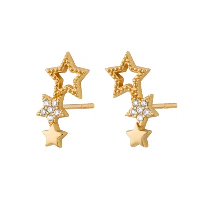 Scream Pretty Star Climber Stud Earrings In Gold