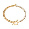 Scream Pretty Women's Gold Tennis & Curb Chain Bracelet With T Bar Clasp In Gold