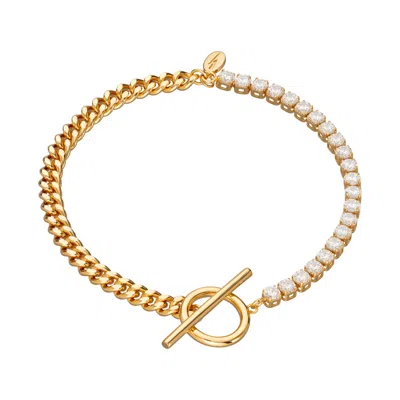 Scream Pretty Women's Gold Tennis & Curb Chain Bracelet With T Bar Clasp