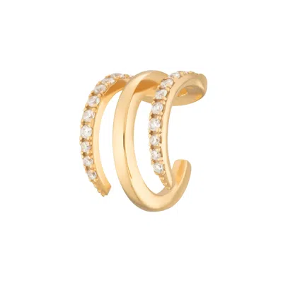 Scream Pretty Women's Gold Triple Claw Single Ear Cuff With Clear Stones