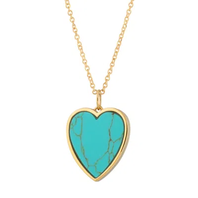 Scream Pretty Women's Gold Turquoise Heart Necklace With Slider Clasp In Green