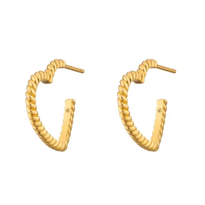 Scream Pretty Women's Gold Twisted Heart Hoop Stud Earrings