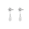 Scream Pretty Women's Silver Angel Star & Pearl Drop Stud Earrings In Silver