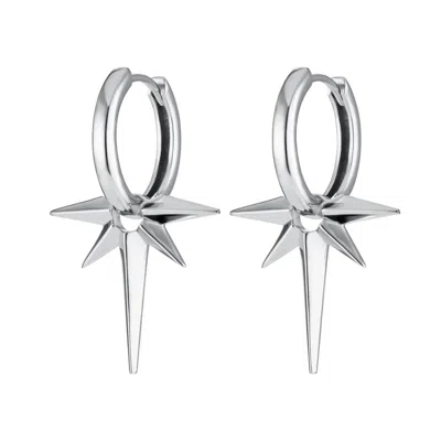 Scream Pretty Women's Silver Angel Star Charm Hoop Earrings