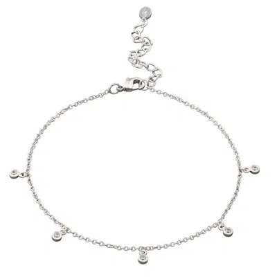 Scream Pretty Women's Silver Anklet With Sparkle Drops In Gray