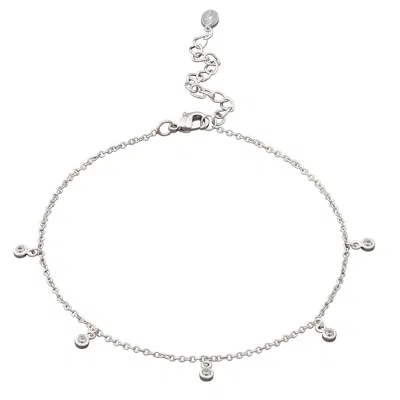 Scream Pretty Women's Silver Anklet With Sparkle Drops In Metallic