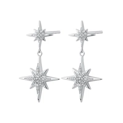 Scream Pretty Women's Silver Art Deco Star Stud Earrings In Metallic