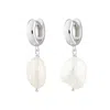 Scream Pretty Women's Silver Baroque Pearl Huggie Earrings In Brown