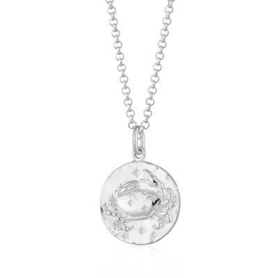 Scream Pretty Women's Silver Cancer Zodiac Charm Necklace In Metallic