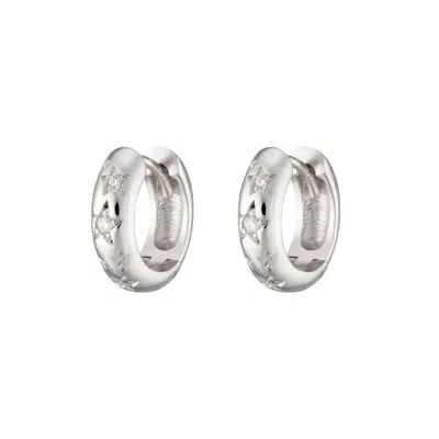 Scream Pretty Women's Silver Celestial Chunky Huggie Hoop Earrings In Metallic