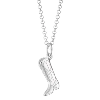 Scream Pretty Women's Silver Cowboy Boot Charm Necklace In Metallic