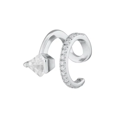 Scream Pretty Women's Silver Diamond Double Band Small Single Ear Cuff