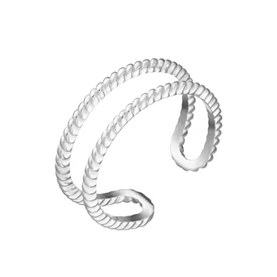 Scream Pretty Women's Silver Double Band Twist Open Ring In Metallic