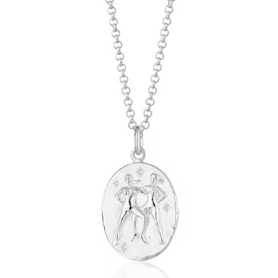 Scream Pretty Women's Silver Gemini Zodiac Charm Necklace In Metallic