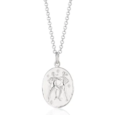 Scream Pretty Women's Silver Gemini Zodiac Necklace In White