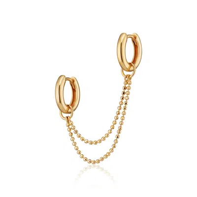 Scream Pretty Women's Silver Gold Classic Double Chain Huggie Earring