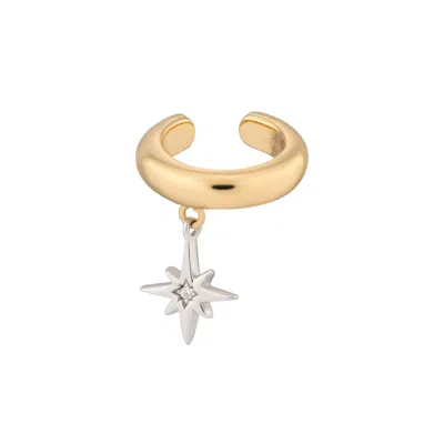 Scream Pretty Women's Silver / Gold Mixed Metal Starburst Drop Single Ear Cuff