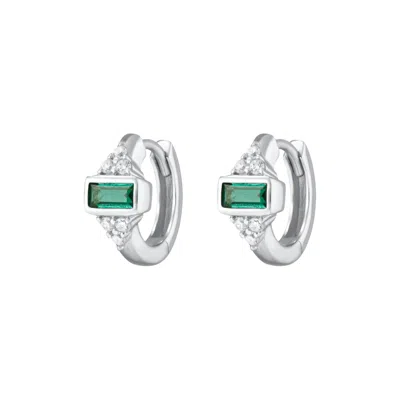 Scream Pretty Women's Silver / Green Silver Audrey Huggie With Green Stones