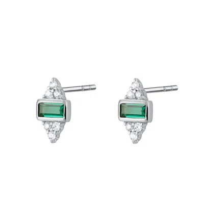 Scream Pretty Women's Silver / Green Silver Audrey Stud Earrings With Green Stones