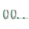 Scream Pretty Women's Silver Green Stone Huggie & Tiny Stud Earring Set In Silver
