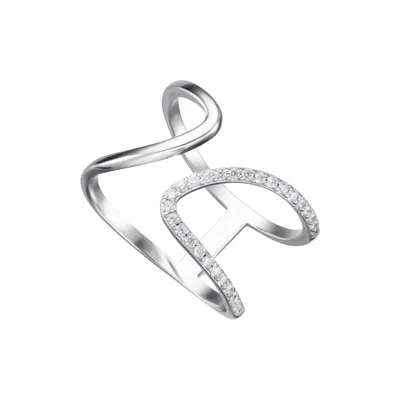 Scream Pretty Women's Silver Half Sparkle Open Ring In Metallic
