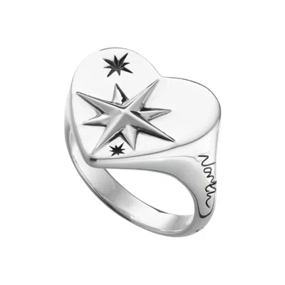 Scream Pretty Women's Silver Heart Compass Ring In Metallic