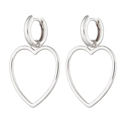Scream Pretty Women's Silver Heart Hoop Earrings In Metallic