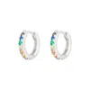 Scream Pretty Women's Silver Huggie Earrings With Rainbow Stones In Multi