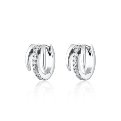 Scream Pretty Women's Silver Illusion Claw Mini Huggie Earrings