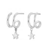 Scream Pretty Women's Silver Illusion Hoop Earrings With Star Drop In Metallic