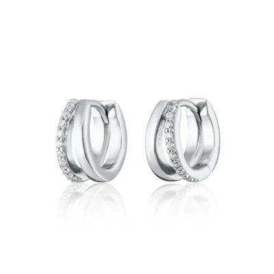 Scream Pretty Women's Silver Illusion Split Mini Huggie Earrings