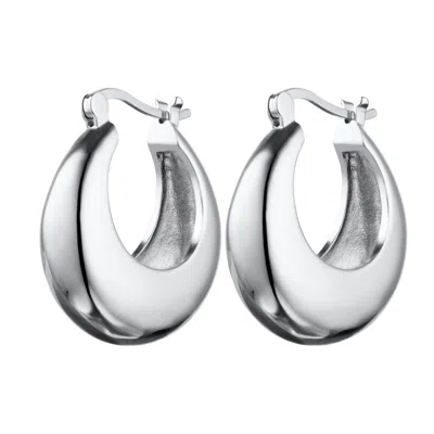 Scream Pretty Women's Silver Large Chunky Pillow Hoop Earrings In Metallic
